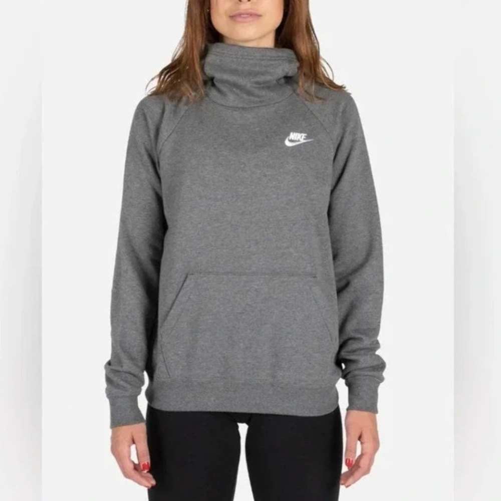 Nike Sportswear Women's Gray Grey Funnel Neck Fleece Pullover Hoodie Size XL